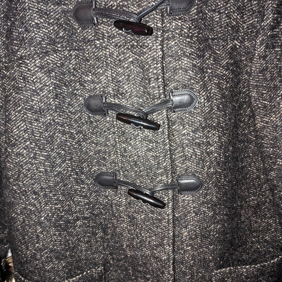 Coach wool duffle coat size medium, black, grey and white Tweed - Picture 4 of 7